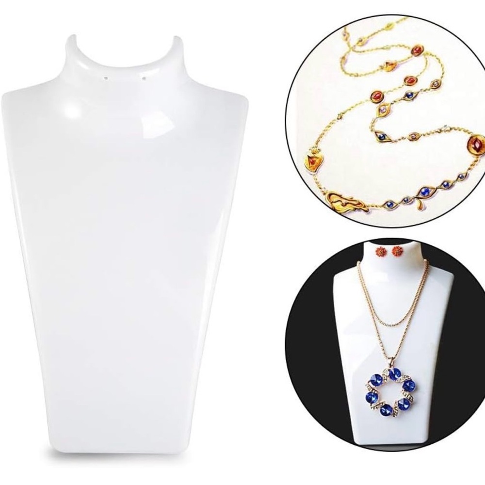 White Plastic Jewelry Display Bust Necklace Earring Sets